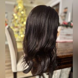 6”x5” Mono Top Russian human hair Topper with clips 16” length